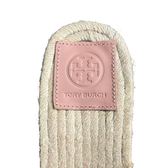 TORY BURCH Women's Britten Espadrille Smooth Leather Pink Moon Size 10 - Picture 5 of 8